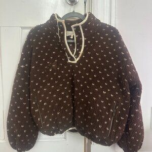 The Great Countryside Pullover fleece Size 0 Brown Heart Pattern Jacket